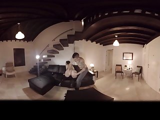 VR Porn in 360 Brunette fucked hard on couch